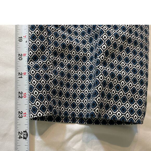 Hilary Radley Navy Blue Geometric Slim Leg Sits at Waist Cotton Capri SIZE 14 - Picture 8 of 9